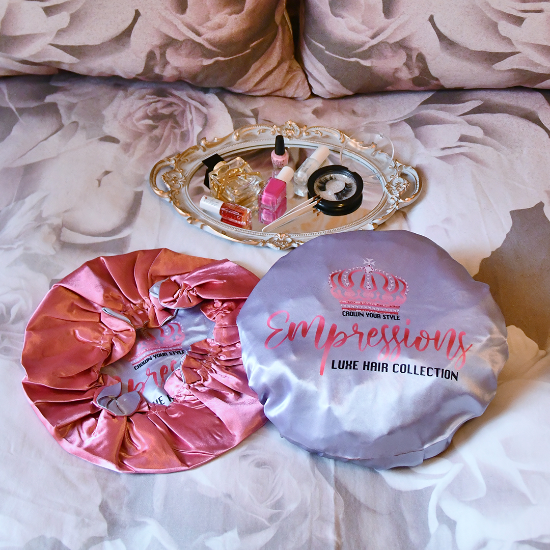 Empressions Luxe Hair Collection Double Layered Satin Bonnet - Silver